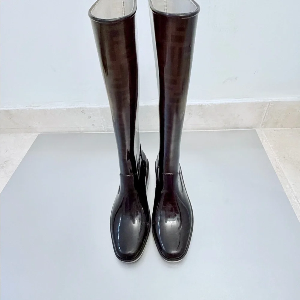 Fendi Dark Brown Monogram Rain Boots Italy size 38
